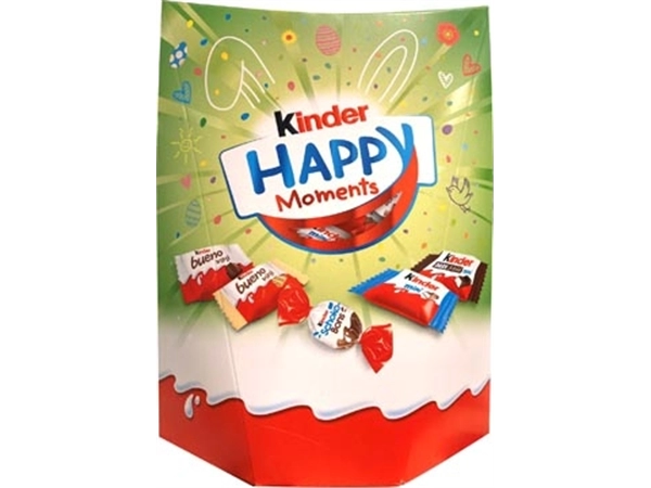 Een Kinder Happy Moments chocolade, assortiment van eitjes en mini-reepjes, pak van 184g koop je bij best4office