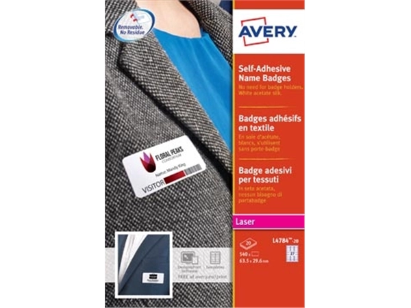 Een AVERY Zelfklevende badge ft 63,5 x 29,6 mm, doos van 540 stuks, wit koop je bij best4office