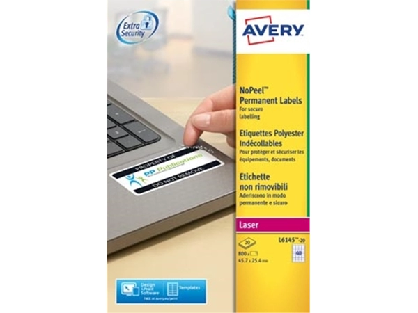 Een Avery L6145-20 NoPeel etiketten ft 45,7 x 25,4 mm (b x h), 800 etiketten, wit koop je bij best4office