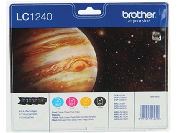 Een Brother inktcartridge, 600 pagina's, OEM LC-1240VALBP, 4 kleuren koop je bij best4office