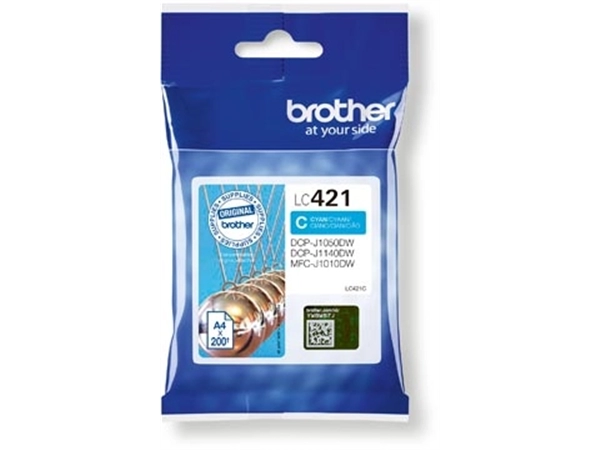 Een Brother inktcartridge, 200 pagina's, OEM LC-421C, cyaan koop je bij Muys Kantoor & Kado