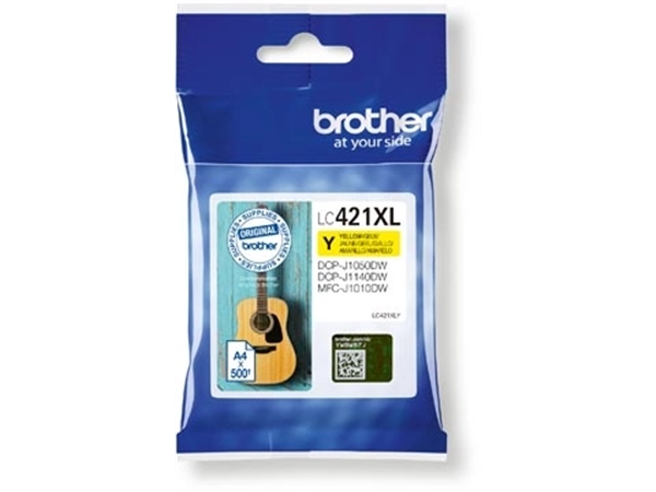 Een Brother inktcartridge, 500 pagina's, OEM LC-421XLY, geel koop je bij best4office