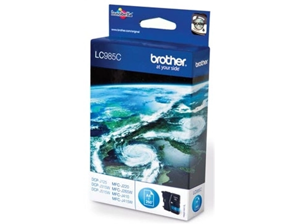 Een Brother inktcartridge, 260 pagina's, OEM LC-985C, cyaan koop je bij best4office