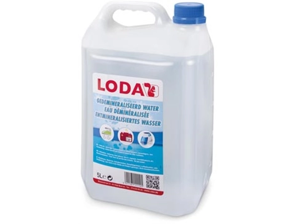 Een LODA gedemineraliseerd water, bidon van 5 l koop je bij Muys Kantoor & Kado