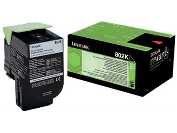 Een Lexmark Return Program toner 802, 1.000 pagina's, OEM 80C20K0, zwart koop je bij Muys Kantoor & Kado