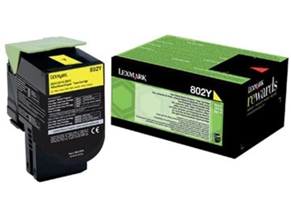 Een Lexmark Return Program toner 802, 1.000 pagina's, OEM 80C20Y0, geel koop je bij Muys Kantoor & Kado