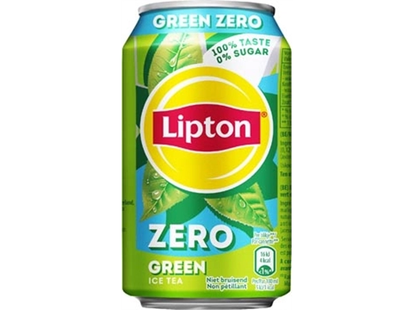 Een Lipton Ice Tea Green Zero, blik van 33 cl, pak van 24 stuks koop je bij Muys Kantoor & Kado