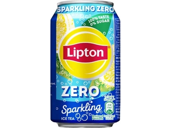 Een Lipton Ice Tea Sparkling Zero, blik van 33 cl, pak van 24 stuks koop je bij Muys Kantoor & Kado