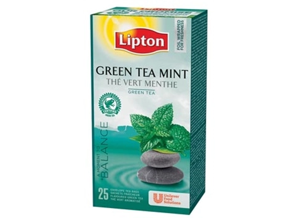 Een Lipton thee, Green Tea Mint, pak van 25 zakjes koop je bij Muys Kantoor & Kado