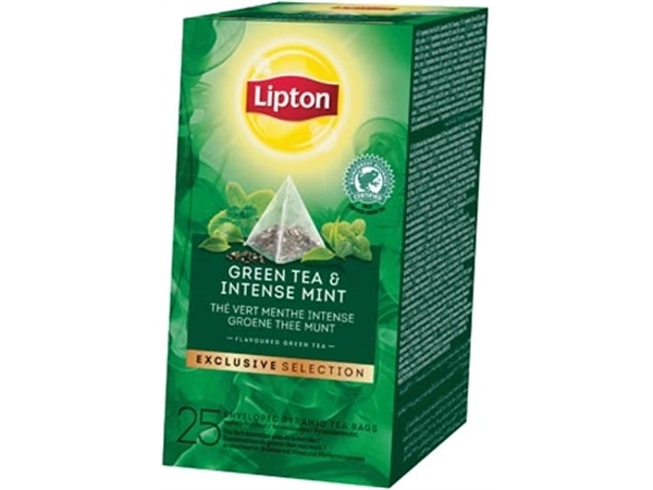 Een Lipton thee, Groene Thee Munt, Exclusive Selection, doos van 25 zakjes koop je bij Muys Kantoor & Kado