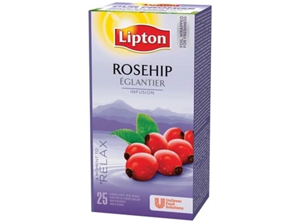 Een Lipton thee, rozebottel, pak van 25 zakjes koop je bij Muys Kantoor & Kado