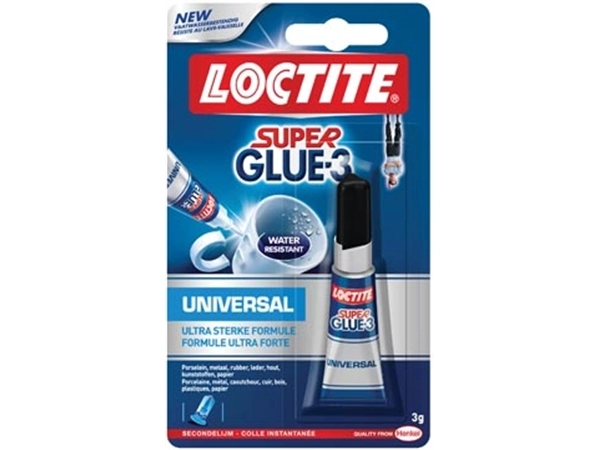 Een Loctite secondelijm Super Glue Universal, op blister koop je bij Muys Kantoor & Kado