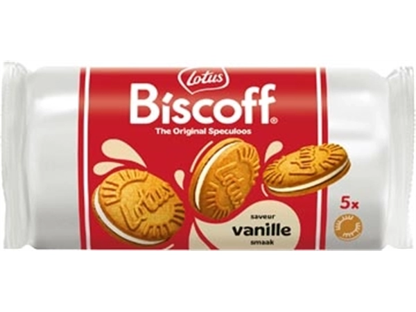 Een Lotus Biscoff gevulde speculoos, display van 16 stuks met 5 koekjes, 50 g, vanille koop je bij Muys Kantoor & Kado