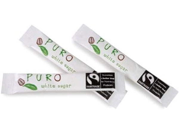 Een Miko Puro suikersticks fairtrade, kristalsuiker, 5 g, doos van 500 stuks koop je bij Muys Kantoor & Kado