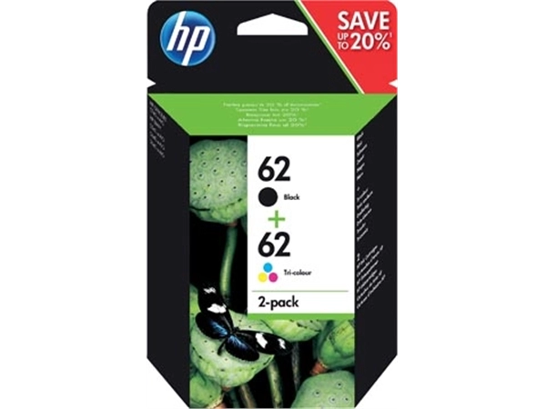 Een HP inktcartridge 62, 165-200 pagina's, OEM N9J71AE, 1 x zwart en 1 x 3 kleuren koop je bij best4office