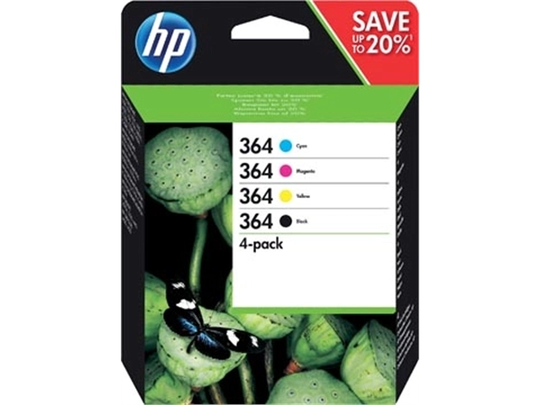 Een HP inktcartridge 364, 250 pagina's, OEM N9J73AE, 4 kleuren koop je bij best4office