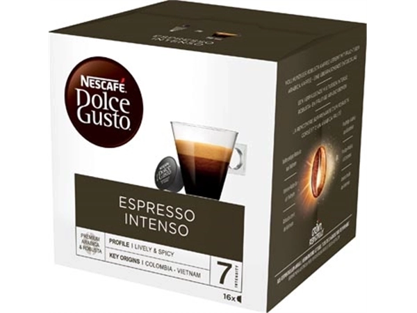 Een Nescafé Dolce Gusto koffiecapsules, Espresso Intenso, pak van 16 stuks koop je bij Muys Kantoor & Kado