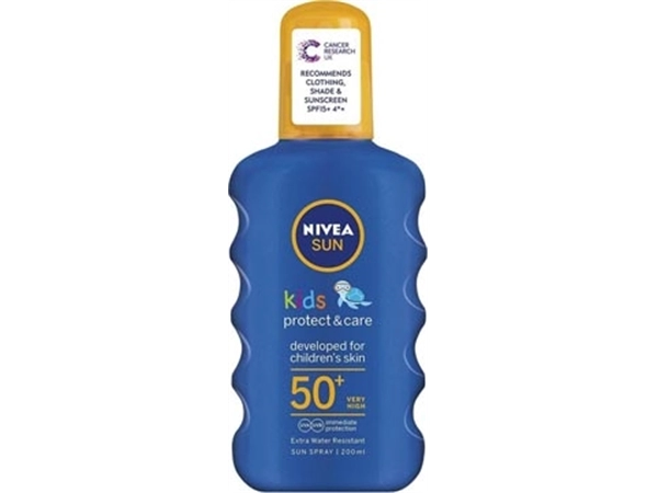 Een Nivea Sun zonnebrandcrème Kids SPF 50+, spray van 200 ml koop je bij Muys Kantoor & Kado