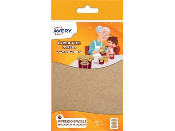 Een Avery Family ovale etiketten, ft 4 x 9 cm, kraft, ophangbare etui met 18 etiketten koop je bij best4office