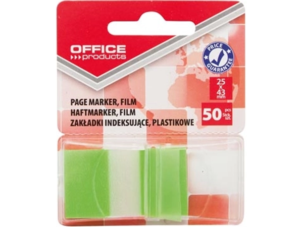 Een Office Products index, 25 x 43 mm, blister van 50 tabs, groen koop je bij Muys Kantoor & Kado