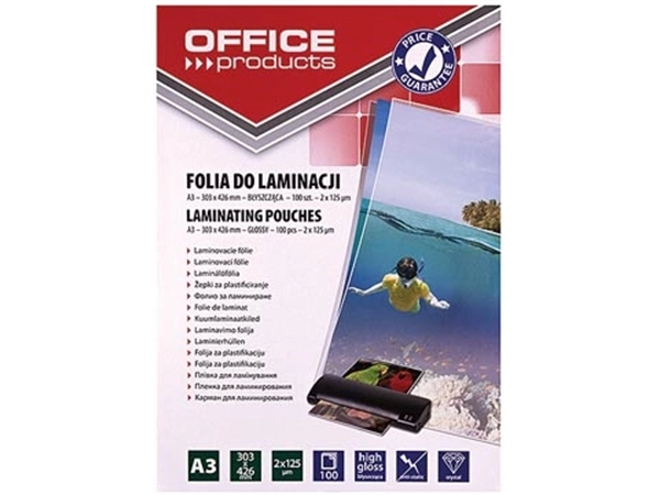 Een Office Products lamineerhoes ft A3, 250 micron (2 x 125 micron), pak van 100 stuks koop je bij best4office