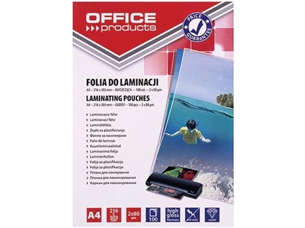 Een Office Products lamineerhoes ft A4, 160 micron (2 x 80 micron), pak van 100 stuks koop je bij best4office