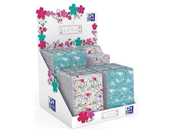 Een Oxford Floral notitieblok en spiraalschrift, ft A5/A6/B5, geruit 5 mm, display met 60 stuks koop je bij best4office