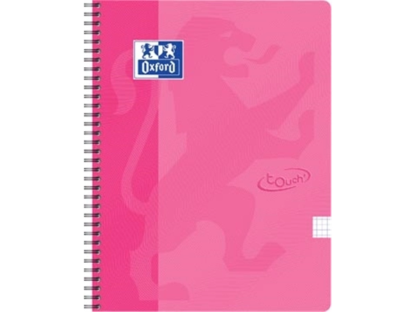 Een Oxford School Touch spiraalblok, ft A4, 140 bladzijden, geruit 5 mm, roze koop je bij best4office