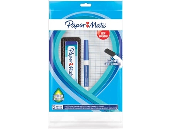 Een Paper Mate whiteboardmarker met fijne punt, set van 3 stuks, blauw koop je bij Muys Kantoor & Kado