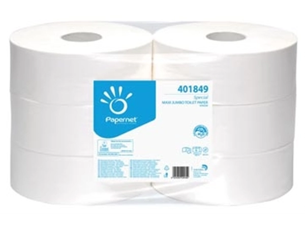 Een Papernet toiletpapier Special Maxi Jumbo, 2-laags, 1180 vellen, pak van 6 rollen koop je bij Muys Kantoor & Kado