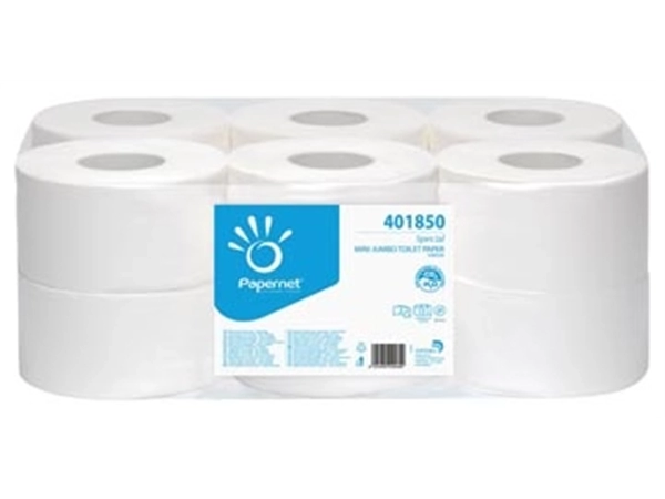 Een Papernet toiletpapier Special Mini Jumbo, 2-laags, 557 vellen, pak van 12 rollen koop je bij Muys Kantoor & Kado