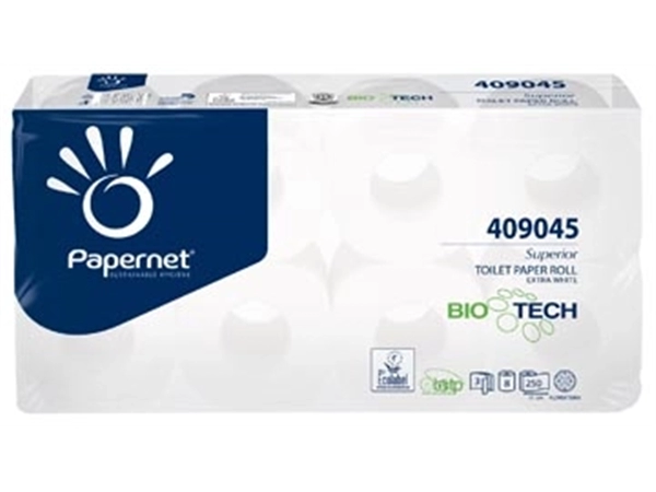 Een Papernet toiletpapier Superior, 3-laags, 250 vellen, pak van 8 rollen koop je bij Muys Kantoor & Kado