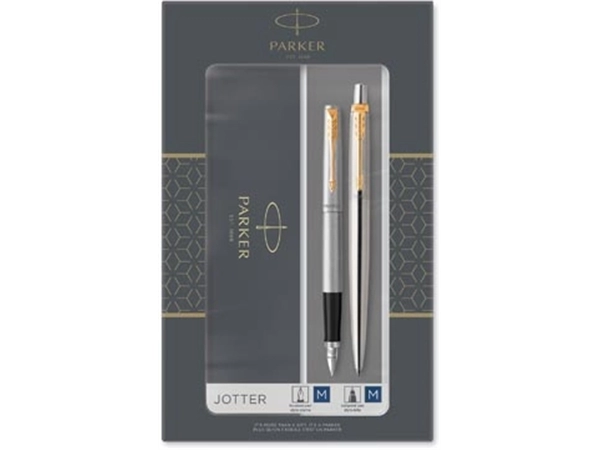 Een Parker Jotter giftbox duoset, vulpen en balpen, goud koop je bij Muys Kantoor & Kado