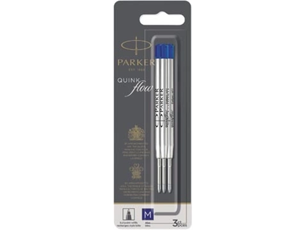 Een Parker Quinkflow vulling voor balpen, medium, blauw, blister met 3 stuks koop je bij best4office