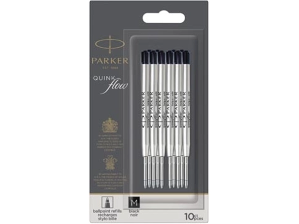 Een Parker Quinkflow vulling voor balpen, medium, zwart, blister met 10 stuks koop je bij best4office