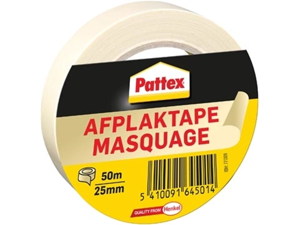 Een Pattex afplaktape, lengte 50 m, breedte 25 mm koop je bij Muys Kantoor & Kado