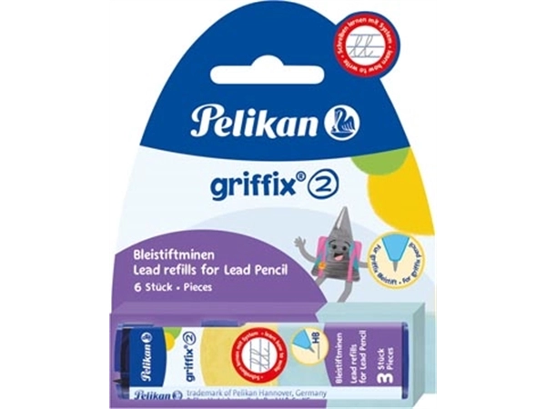 Een Pelikan Griffix potloodstiften, 2 mm, HB, blister van 2 doosjes van 3 stuks koop je bij Muys Kantoor & Kado