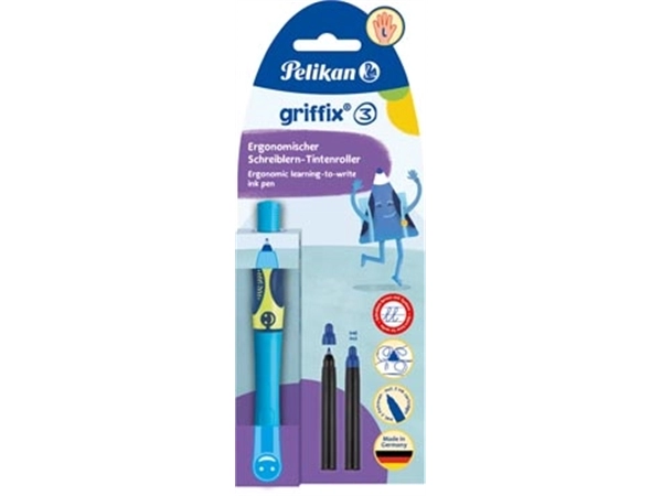 Een Pelikan Griffix roller, op blister, voor linkshandigen, blauw - groen koop je bij Muys Kantoor & Kado