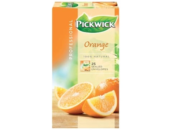 Een Pickwick thee, sinaasappel, pak van 25 zakjes koop je bij Muys Kantoor & Kado