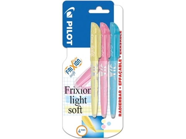 Een Pilot Frixion Light Soft, blister van 3 stuks in geassorteerde kleuren koop je bij Muys Kantoor & Kado