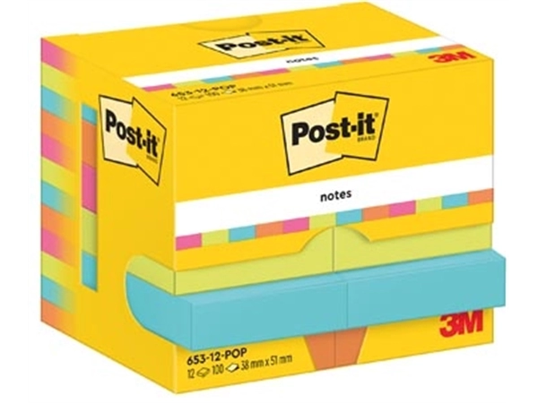 Een Post-It Notes Poptimistic, 100 vel, ft 38 x 51 mm, pak van 12 blokken koop je bij Muys Kantoor & Kado