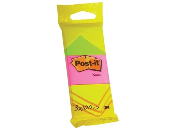 Een Post-it Notes, 100 vel, ft 38 x 51 mm, blister van 3 blokken in neongeel, guava roze en neongroen koop je bij Muys Kantoor & Kado