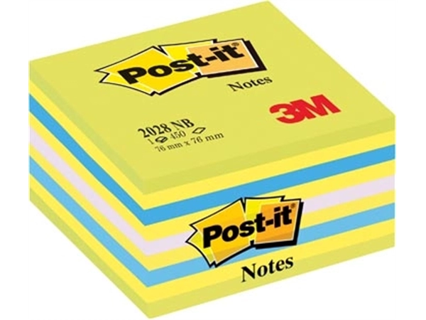 Een Post-it Notes kubus, 450 vel, ft 76 x 76 mm, blauw-groen tinten koop je bij Muys Kantoor & Kado