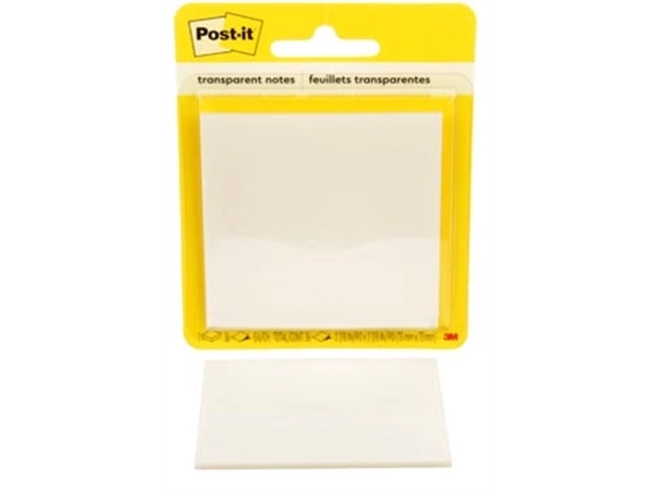 Een Post-it Transparent Notes, 36 vel, ft 73 x 73 mm, op blister koop je bij Muys Kantoor & Kado