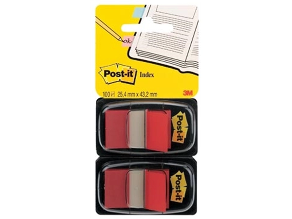 Een Post-it index standaard, ft 24,4 x 43,2 mm, houder met 2 x 50 tabs, rood koop je bij best4office