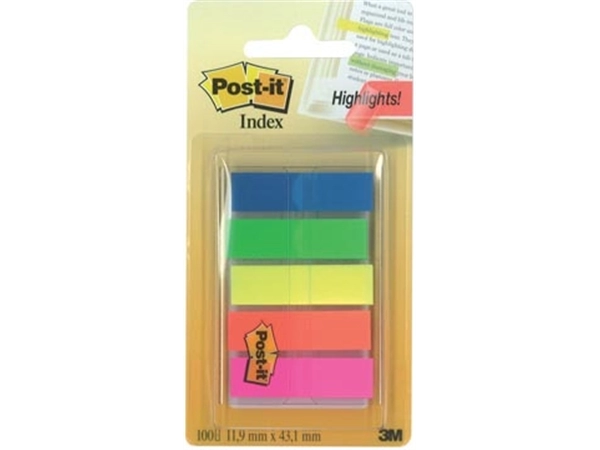 Een Post-it index translucent, ft 11,9 x 43,2 mm, houder met 20 tabs in 5 verschillende kleuren koop je bij best4office