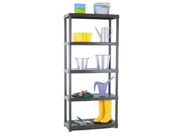 Een Practo rek Plasti Rack 081, 185 x 85 x 40 cm, 5 legborden, zwart koop je bij Muys Kantoor & Kado