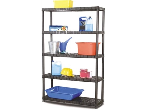 Een Practo rek Plasti Rack 120, 185 x 120 x 40 cm, 5 legborden, zwart koop je bij Muys Kantoor & Kado