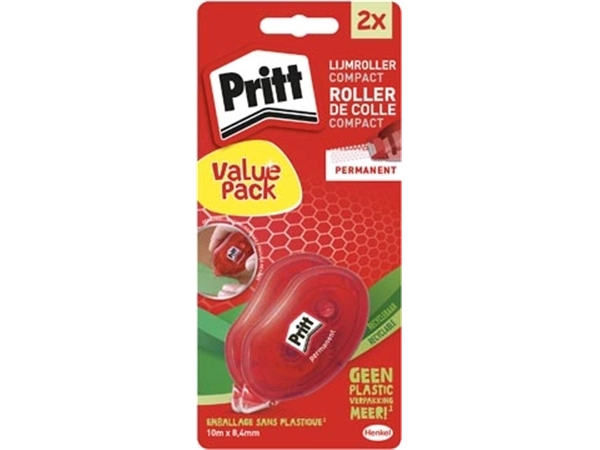 Een Pritt Compact lijmroller, permanent, blister met 2 stuks, 2de aan halve prijs koop je bij Muys Kantoor & Kado