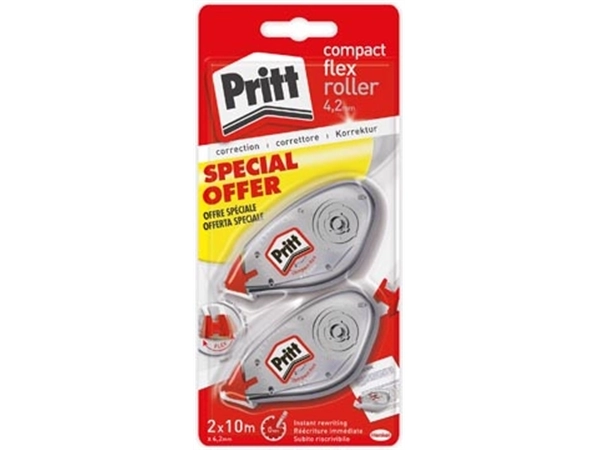 Een Pritt correctieroller Compact Flex 4,2 mm x 10 m, blister met 2 stuks koop je bij Muys Kantoor & Kado